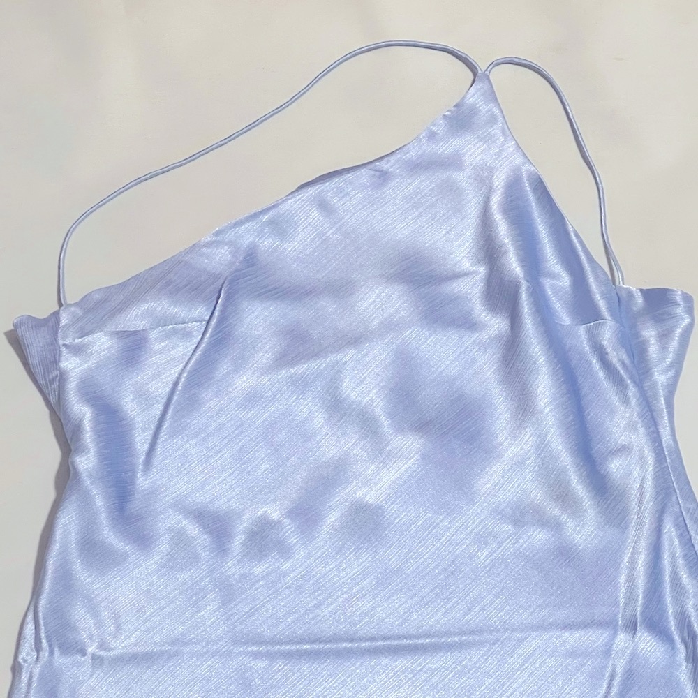 DERMA DEPARTMENT Anya Midi Light Blue Cowl Back Dress - Size 8 - Picture 8 of 14
